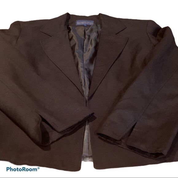 Herman Geist vintage black Linen/Rayon Open Front Blazer Womens Sz 6 - Picture 7 of 9